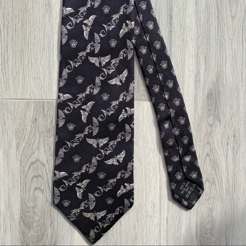 Versace Butterfly Print Silk Tie